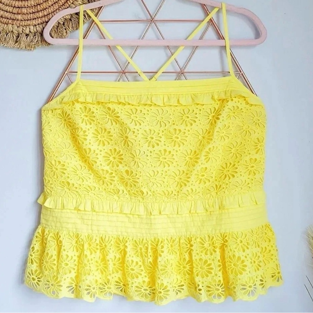 J. Crew Yellow Ruffled Peplum Camisole